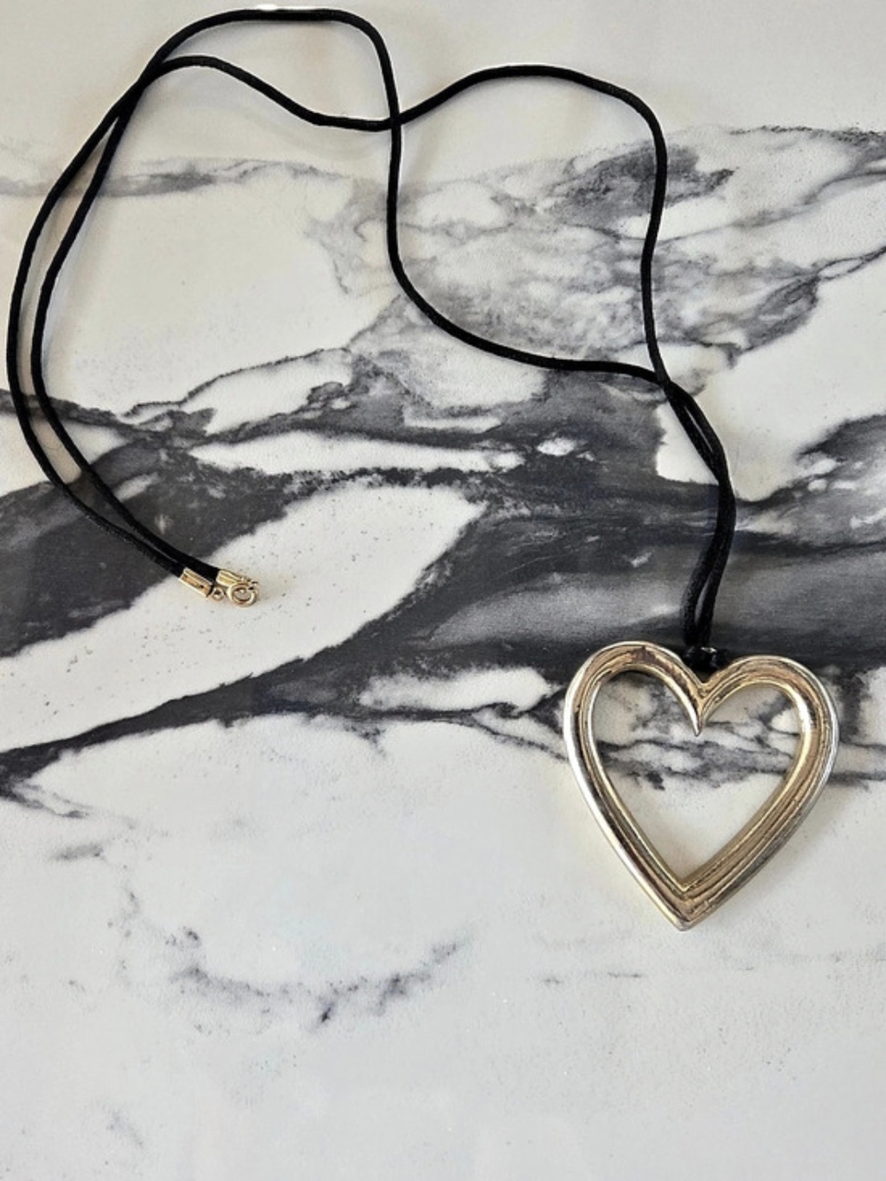 Heart Pendant Necklace in Gold & Black